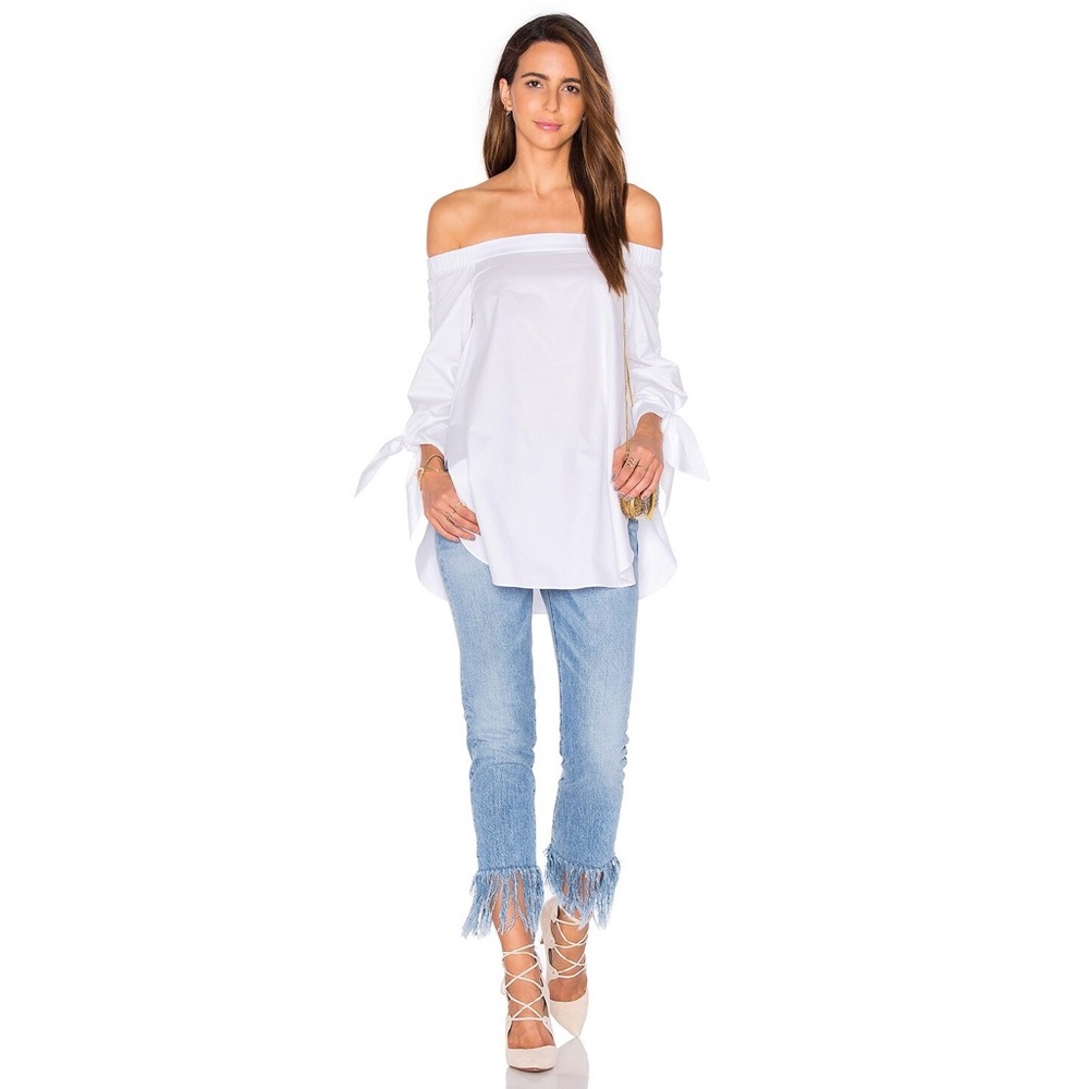 NWT Tibi Off the Shoulder Cotton Tunic in White - Picture 4 of 9